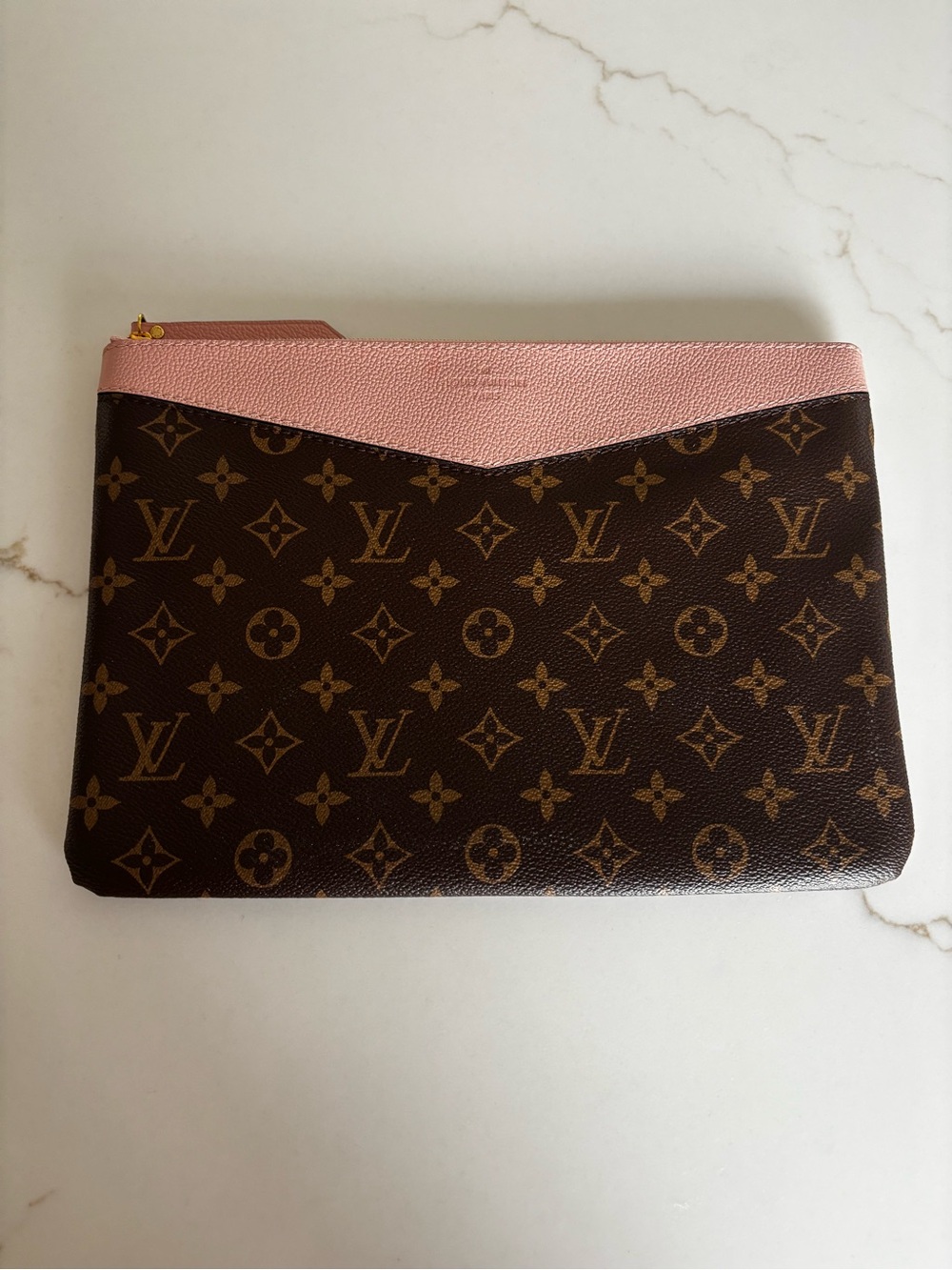 Louis Vuitton Monogram Pouch with Pink Trim
